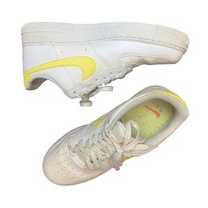 Nike Women's White and Yellow Air Force 1s